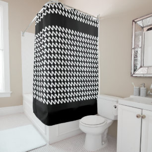 Black and white Modern Sharp Waves Shower Curtain