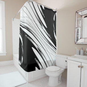 Black and White Modern Shower Curtain