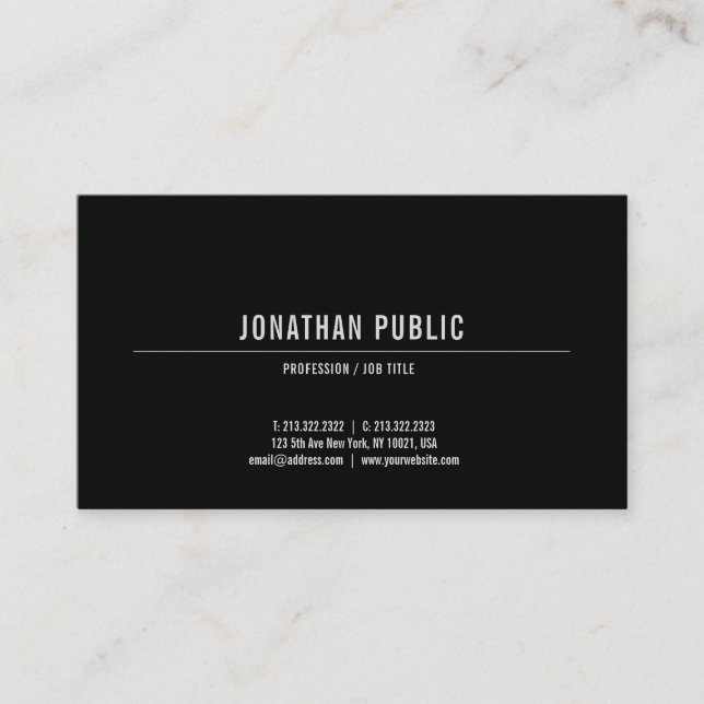 Black And White Modern Simple Elegant Template Business Card (Front)