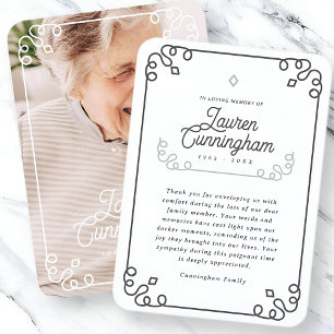 Black and White Modern Simple Funeral Thank You Business Card