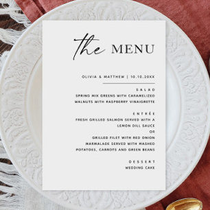 Black and white modern simple minimalist wedding menu