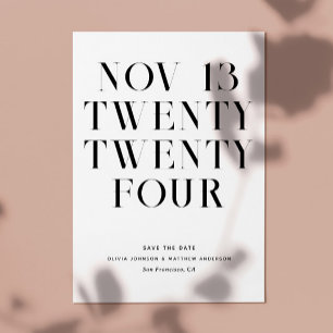 Black and white modern simple minimalist wedding save the date