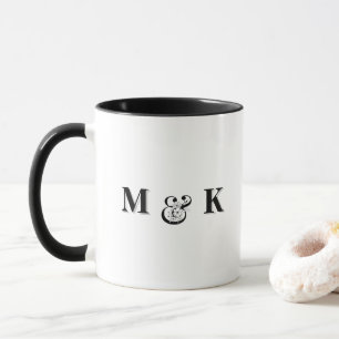 Black and White Modern Simple Monogram Wedding Mug