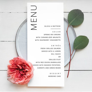 Black and white modern simple typography wedding menu
