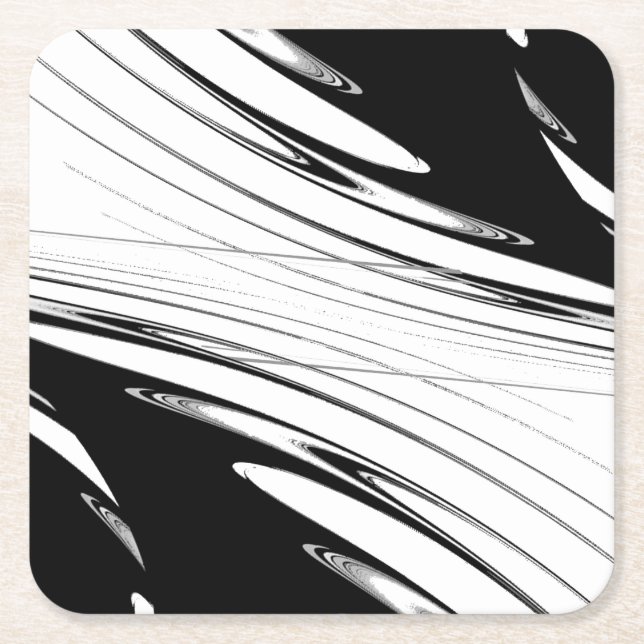 Black and White Modern Square Paper Coaster (Front)