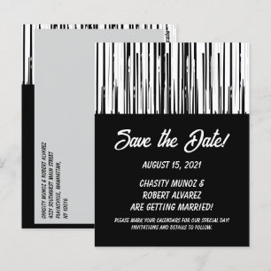 Black and White Modern Stripe Save the Date Card