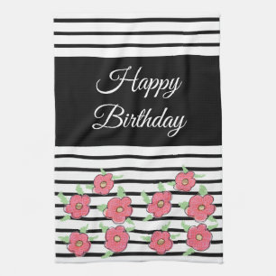 Black and White Modern Stripe Tea Towel