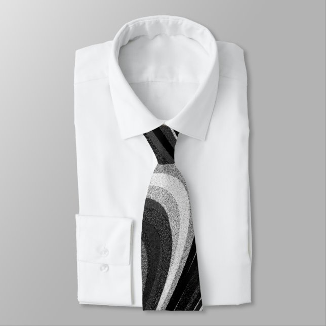 Black and White Modern Stripe Tie (Tied)