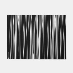Black and White Modern Stripes Doormat