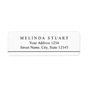 Black and White Modern Stylish Return Address Label