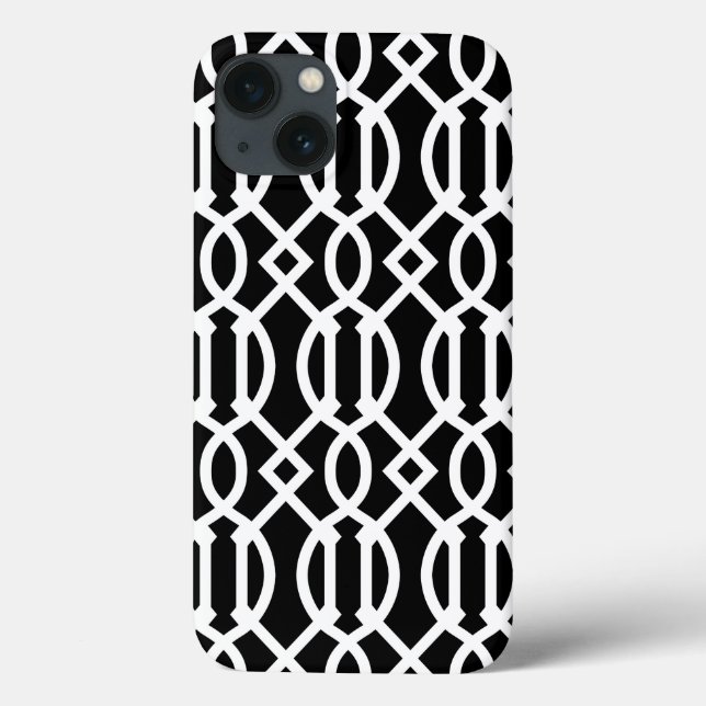 Black and White Modern Trellis Pattern Case-Mate iPhone Case (Back)