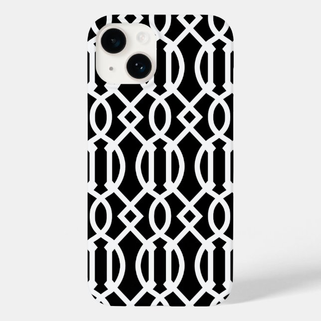 Black and White Modern Trellis Pattern Case-Mate iPhone Case (Back)