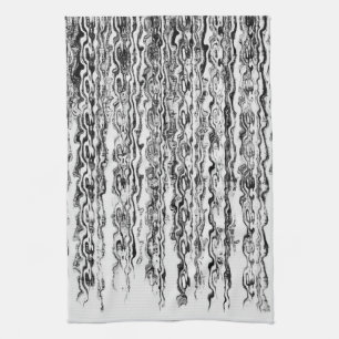 Black and White Modern Trendy Abstract Pattern Tea Towel