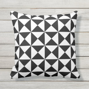Black and White Modern Triangle Outdoor Pillow