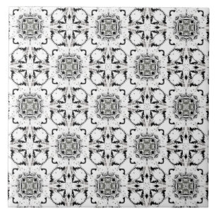 Black and White Modern Tribal Pattern Ceramic Tile