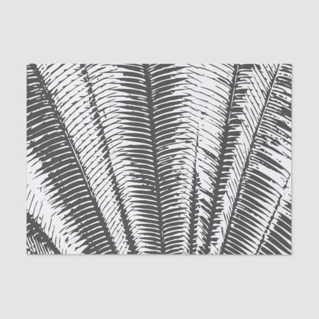 Black and White Modern Tropical Palm Fronds Tissue Paper (Front)