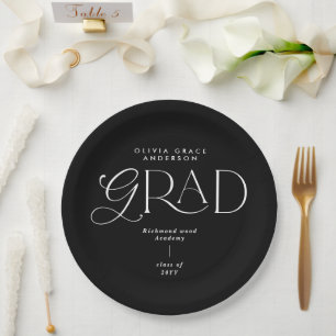 Black and white modern typography party decor paper plate
