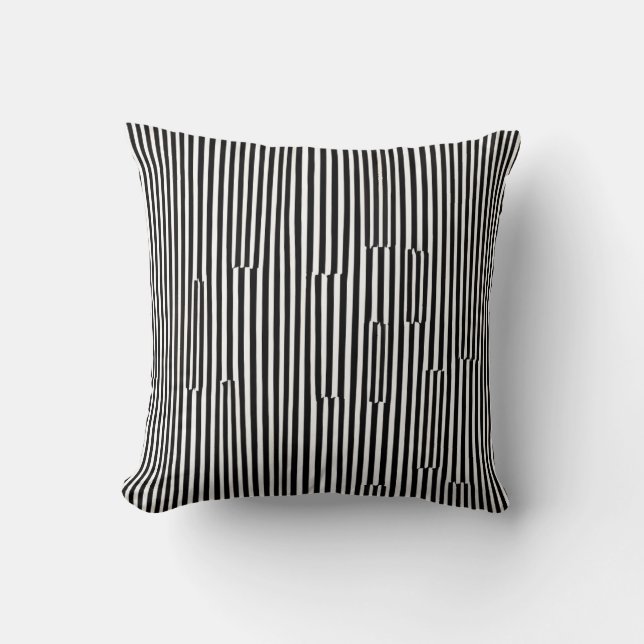 Black and White Modern Vertical Bold Line Pattern Cushion (Front)