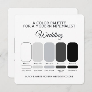 Black and White Modern Wedding Color Palette Card