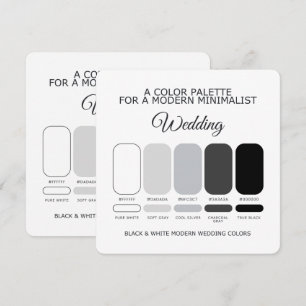 Black and White Modern Wedding Colour Palette Card