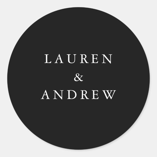 Black and White Modern Wedding Envelope Seals (Front)