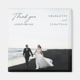 Black and White Modern Wedding Favours Thank You Magnet