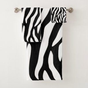 Black and white modern zebra print bath towel set