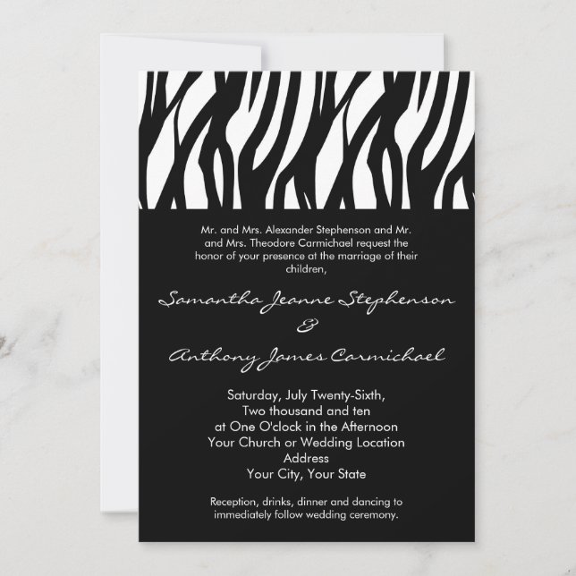 Black and White Modernist Stripe Invitation (Front)