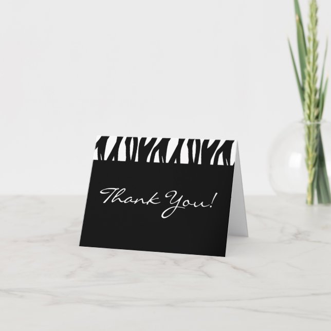 Black and White Modernist Stripe Thank You Card (Front)