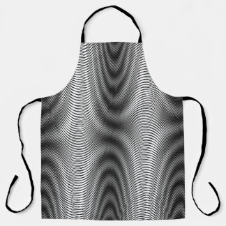 Black and White Moiré Stripes - Trippy Abstract Apron
