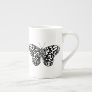Black and White Monarch Butterfly  Bone China Mug
