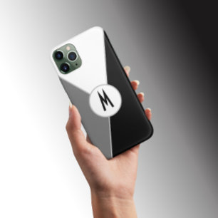 Black and white Monochrome Colour block Monogramme iPhone 13 Pro Max Case