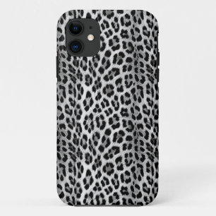 Black and white monochrome, leopard pattern iPhone 11 case