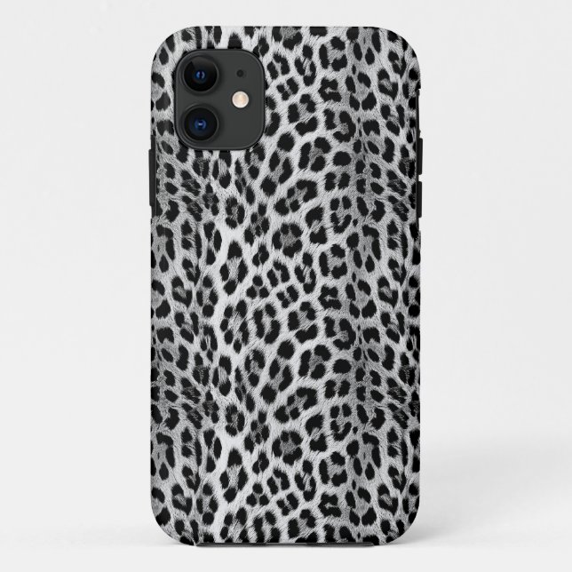 Black and white monochrome, leopard pattern Case-Mate iPhone case (Back)