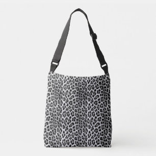 Black and white monochrome, leopard pattern crossbody bag