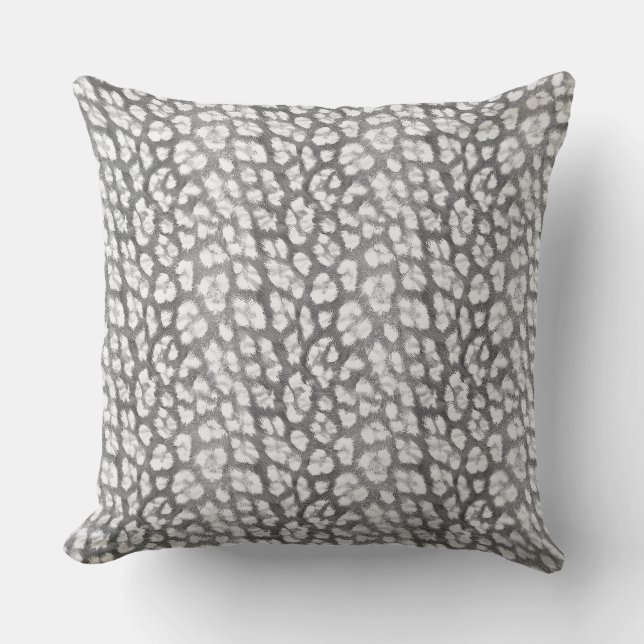 Black and white monochrome, leopard pattern cushion (Front)