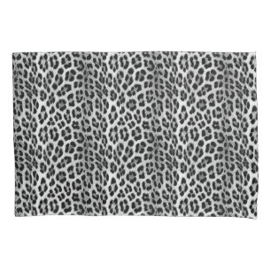 Black and white monochrome, leopard pattern pillowcase