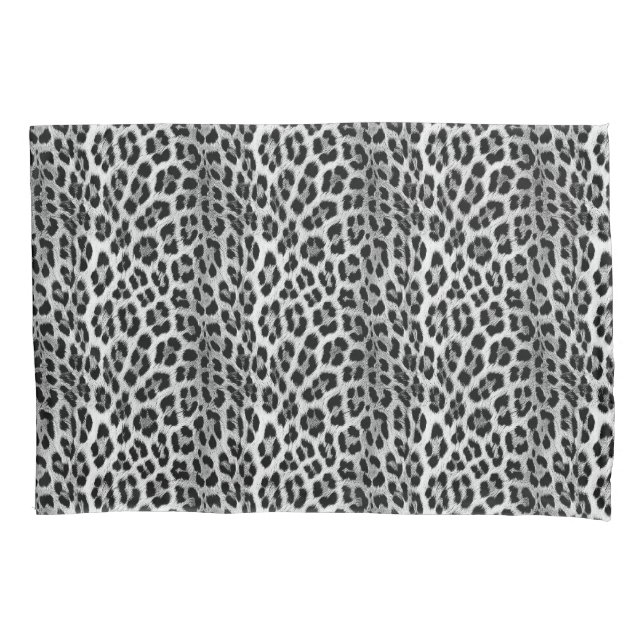 Black and white monochrome, leopard pattern pillowcase (Front)