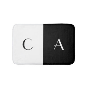 Black and White Monogram Bath Mat