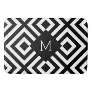 Black and White Monogram Bath Mat
