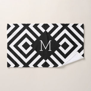 Black and White Monogram Bath Towel Set