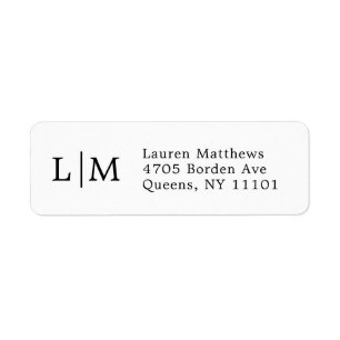 Black and White Monogram Business Return Address Label