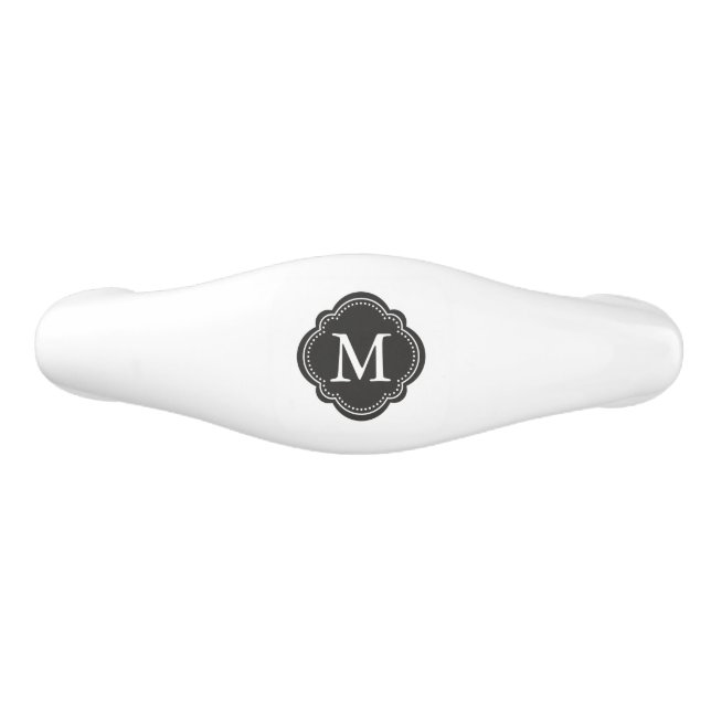 Black and White Monogram Ceramic Drawer Pull (Front)