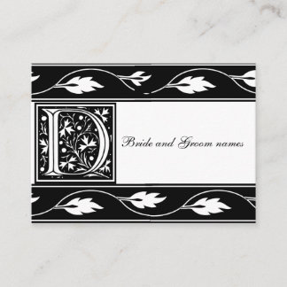 Black And White Monogram D Bridal Registry Card