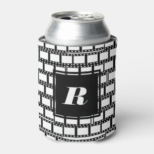 Black and White Monogram Design for Movie Lovers Can Cooler