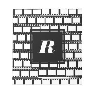 Black and White Monogram Design for Movie Lovers Notepad