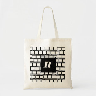 Black and White Monogram Design for Movie Lovers Tote Bag