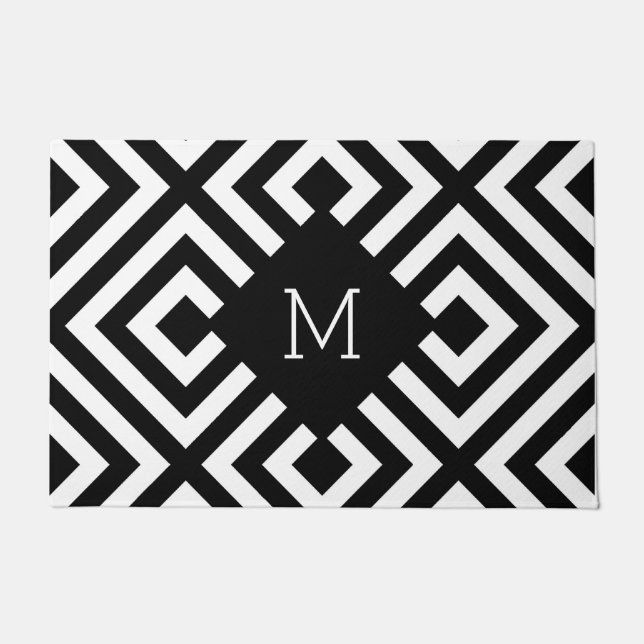 Black and White Monogram Doormat (Front)