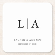Black and White Monogram Elegant Simple Wedding