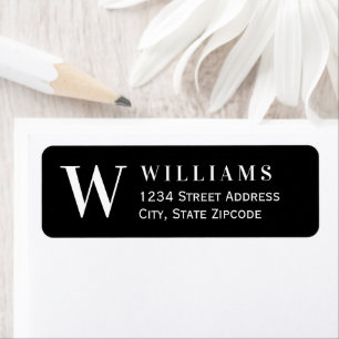 Black and White Monogram Initial Address Return Address Label